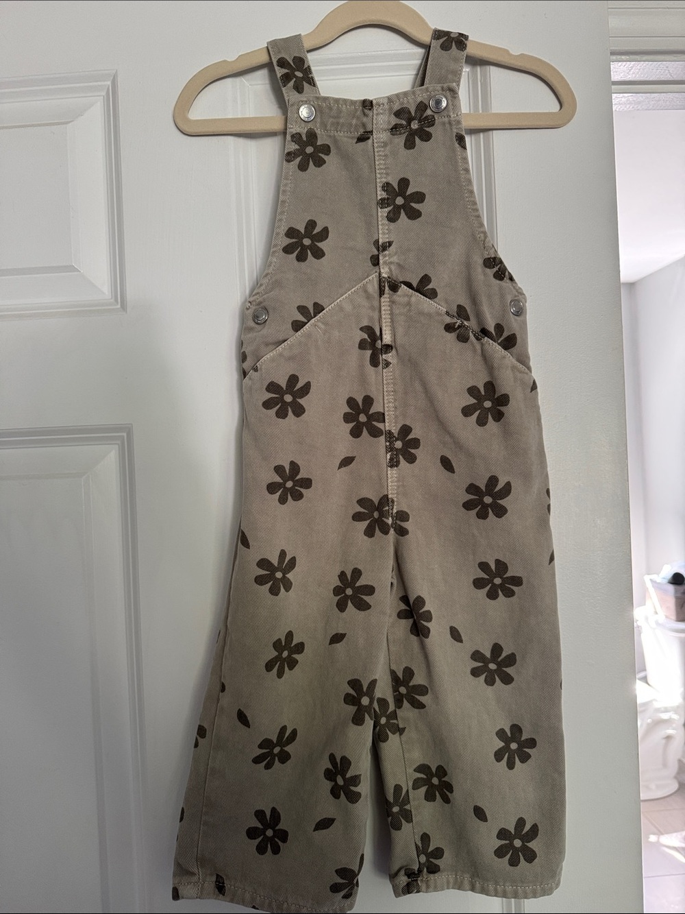 Zara Beige Overalls with Brown Floral Print